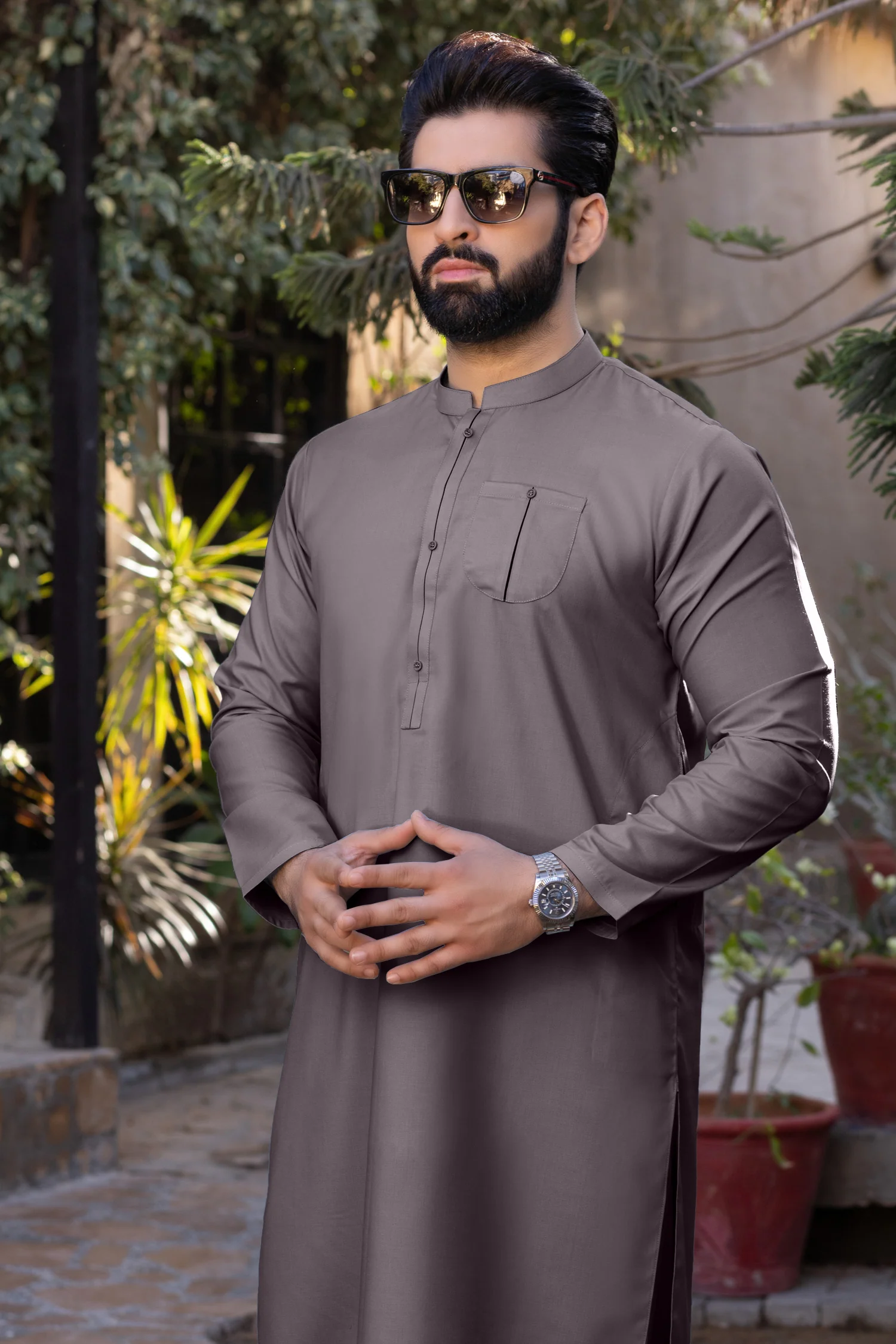 Ashgrey Pocket Stitched Kurta Trouser