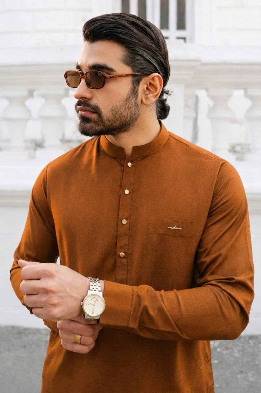 Basic Stitched Suit with Trouser - Camel - Image 2