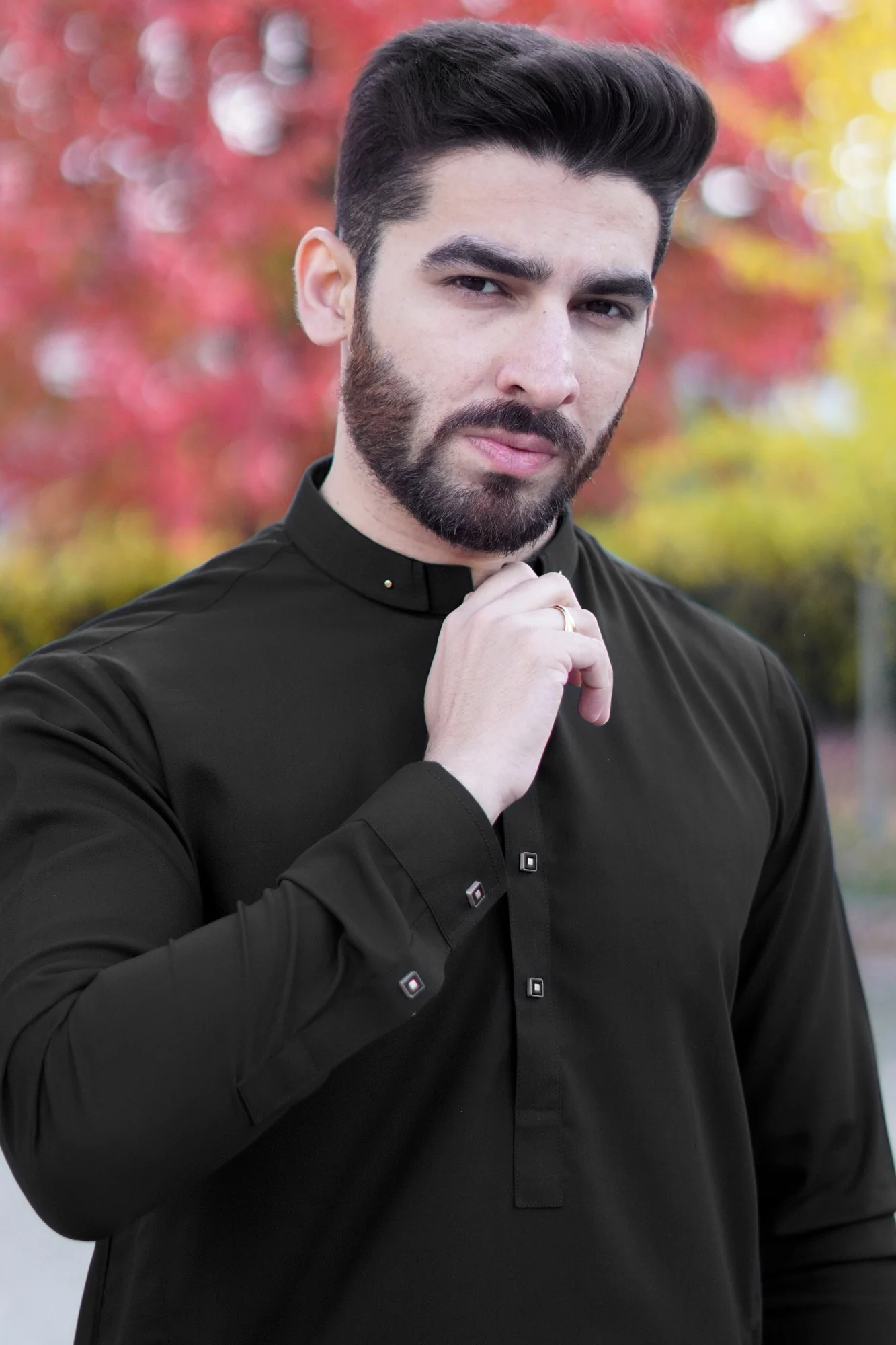 Stitched Royal Shalwar Kameez Suit-Black - Image 2