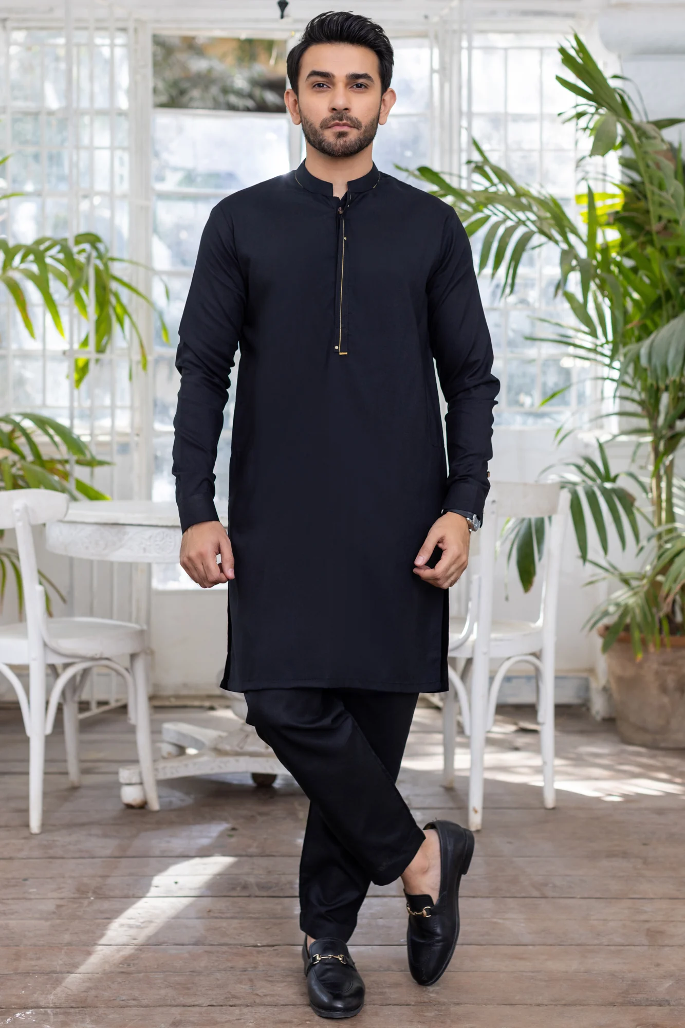 Royal Stitched Suit with Trouser - Black - Image 2