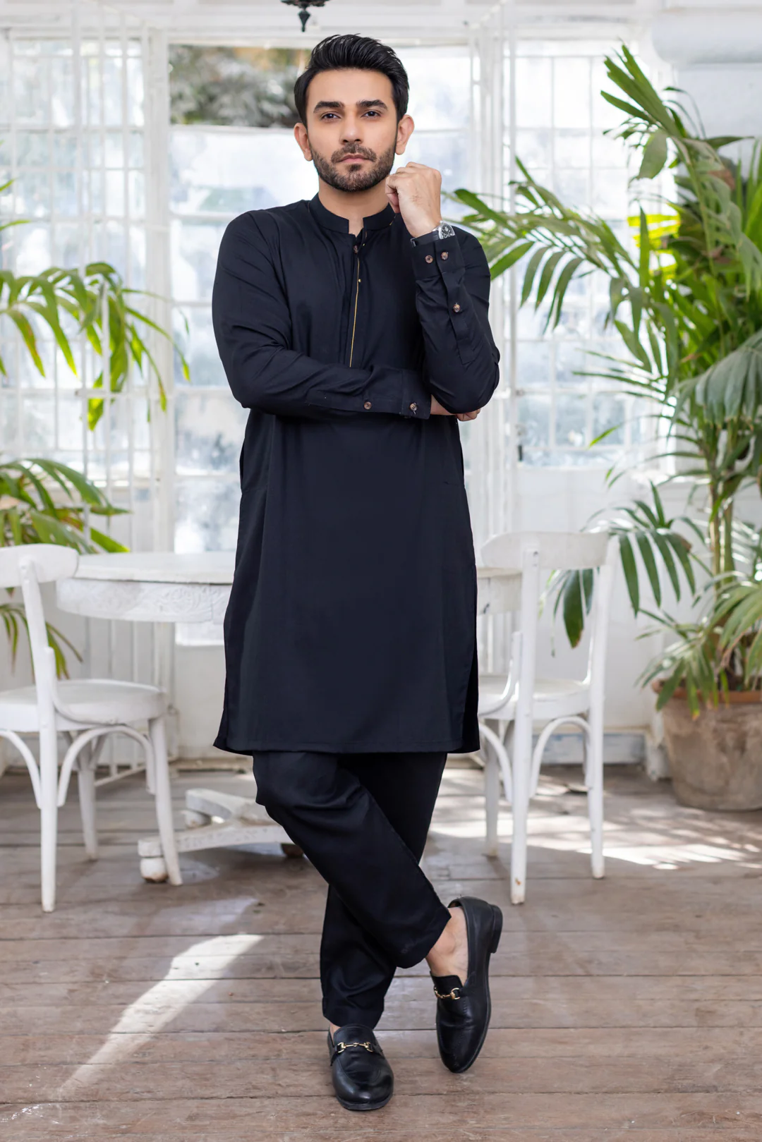 Royal Stitched Suit with Trouser - Black - Image 3