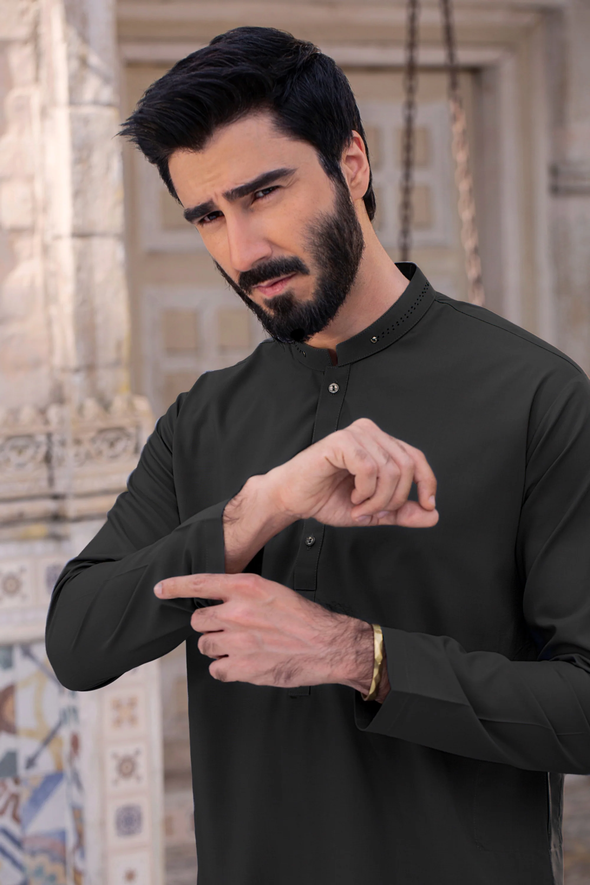 Festive Wear Stitched suit with Trouser - Black - Image 2