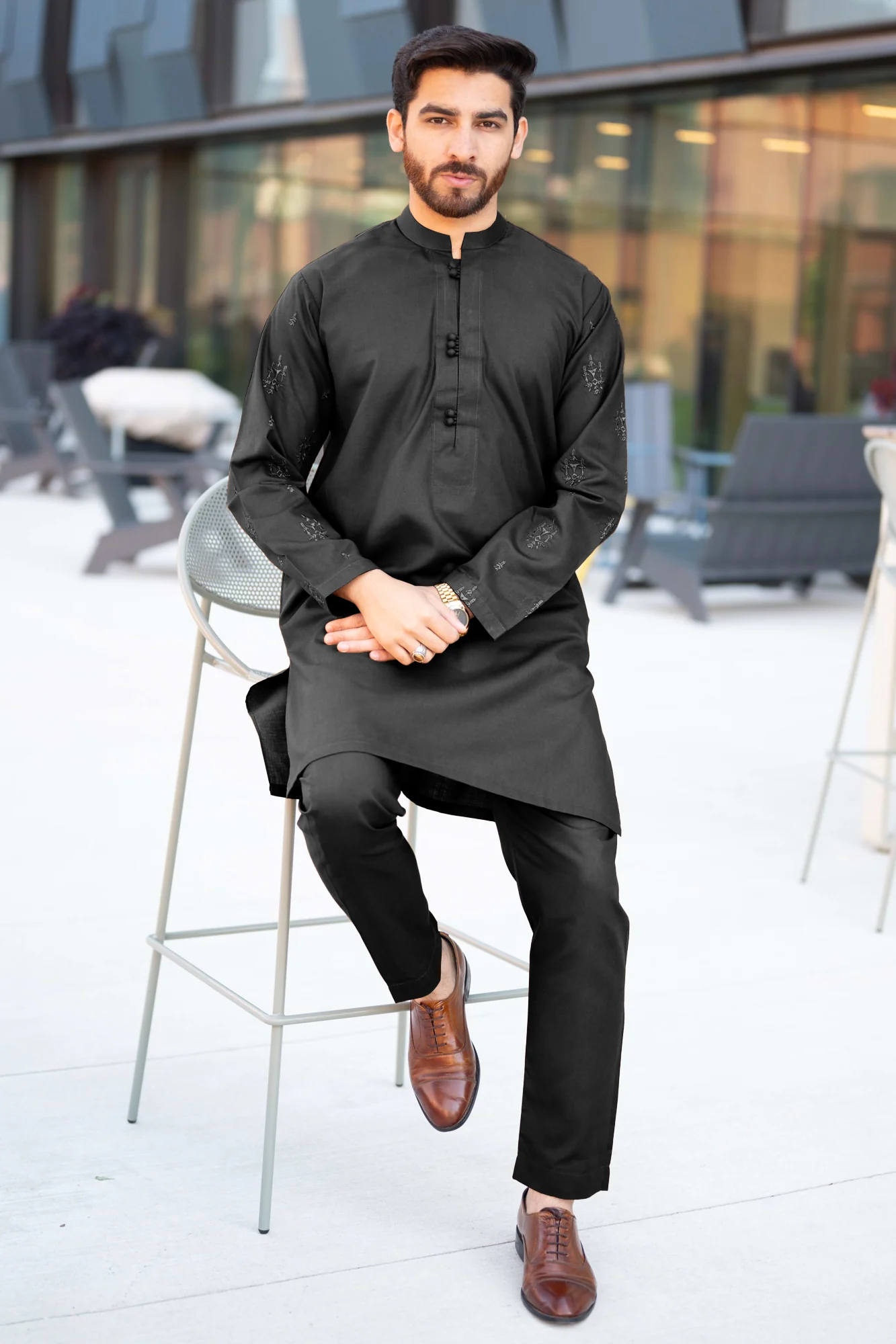 Eid Collection Embroidered Sitched Suit Black