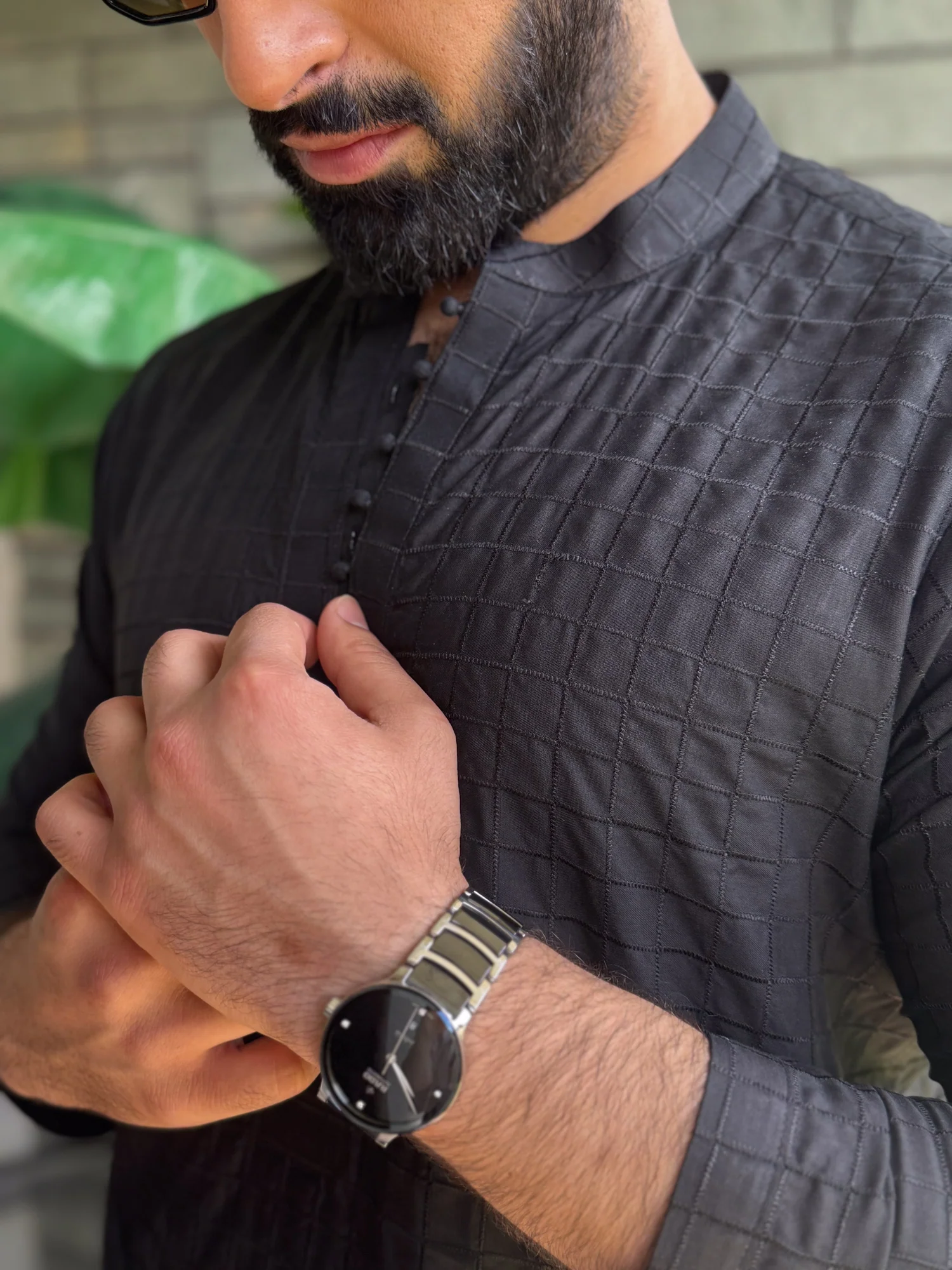 EID Special Charcoal Box Embroidered Stitched Suit with Trouser