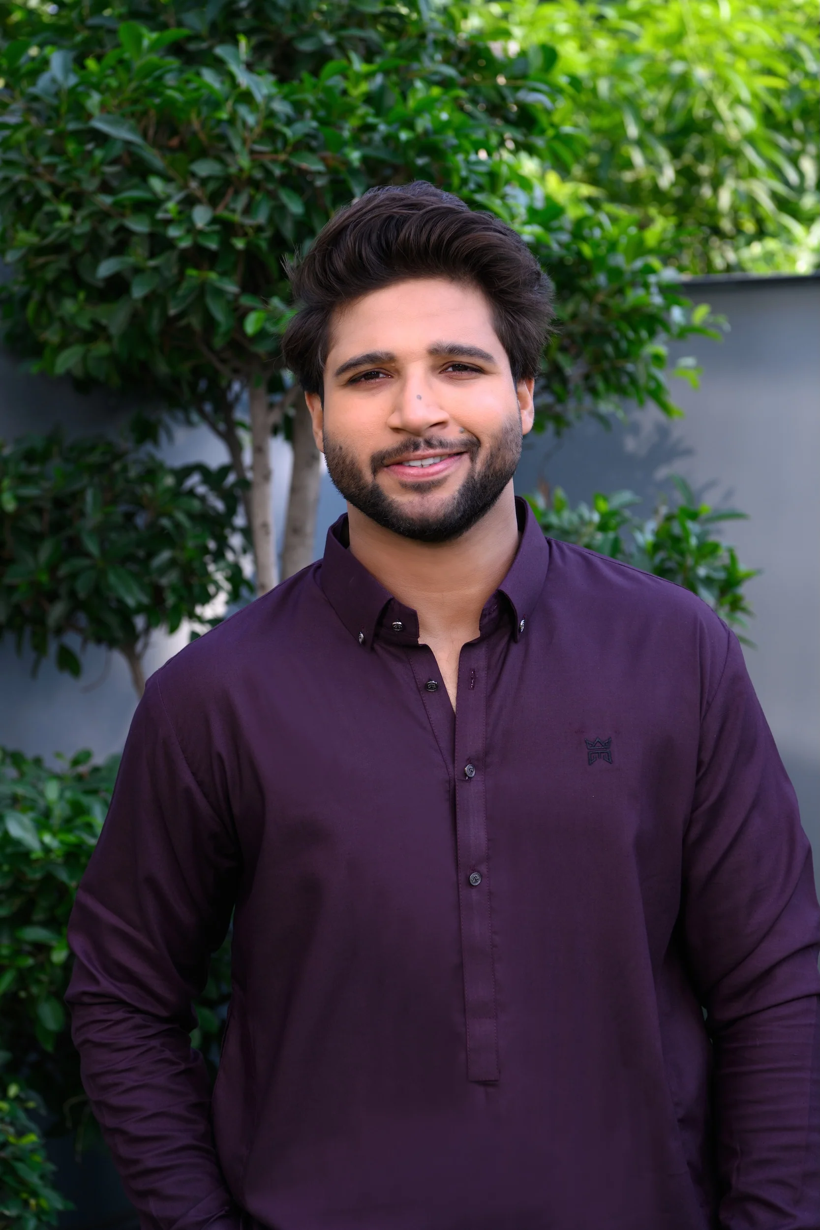 Buttondown Stitched Suit with trouser and logo - Dark Magenta - Image 2