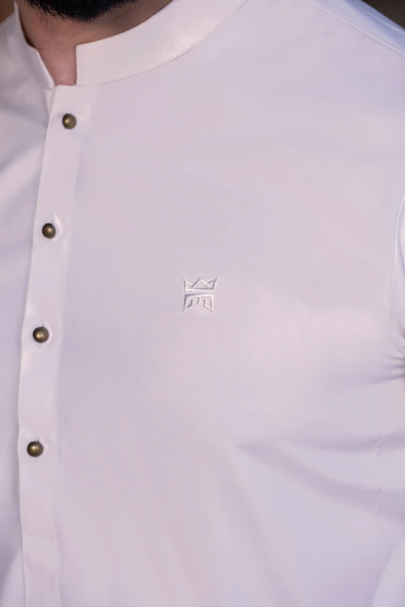 Boutique Style Stitched Suit with Logo - Egg White - Image 2