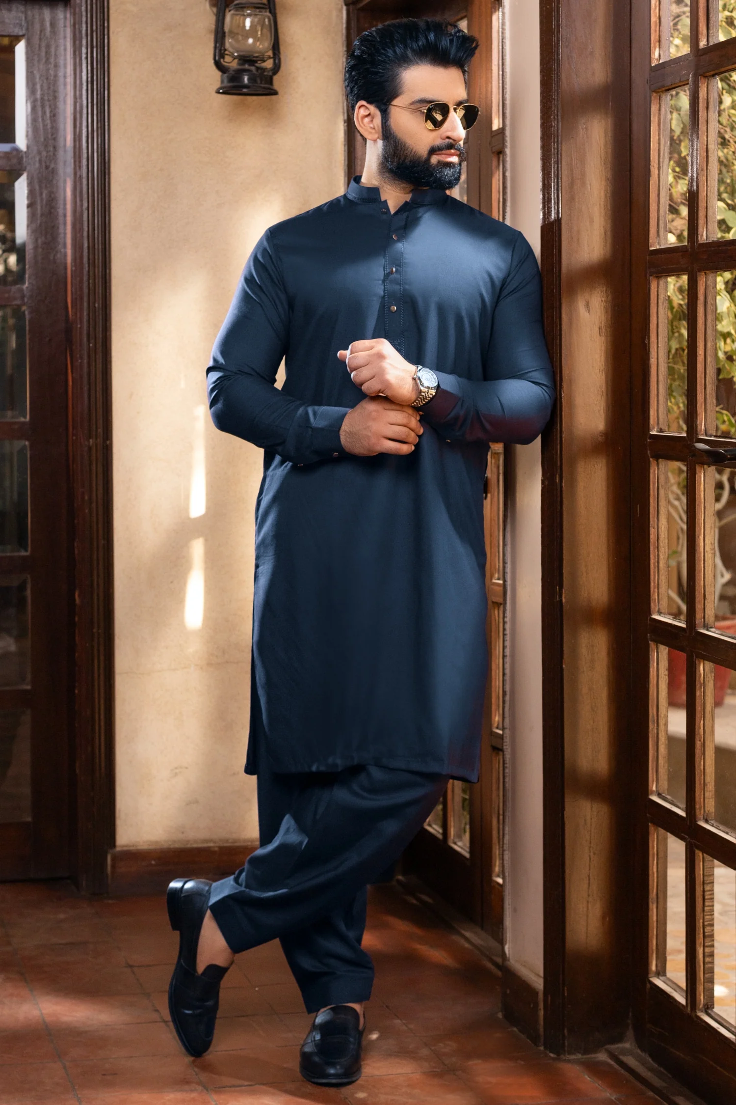 Hayat Embroidered Shalwar Kameez - Dark Denim