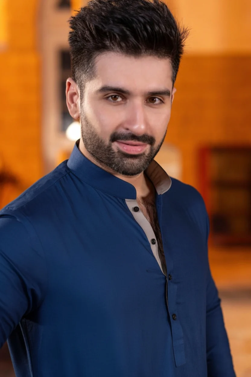 Standing long heighted ban Shalwar Kameez -Navy