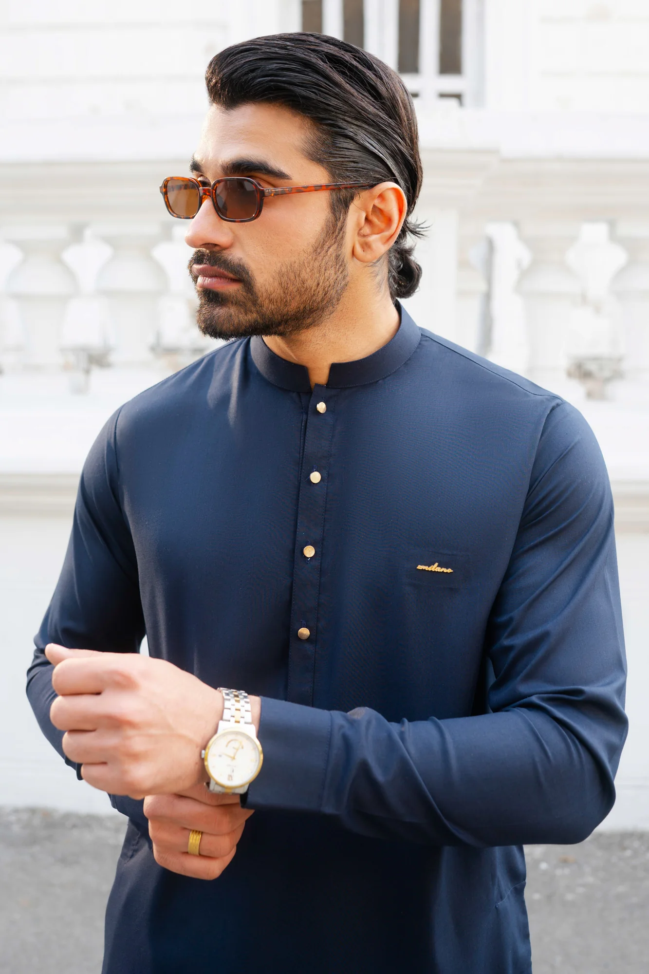Signature badge Shalwar Kameez -Navy