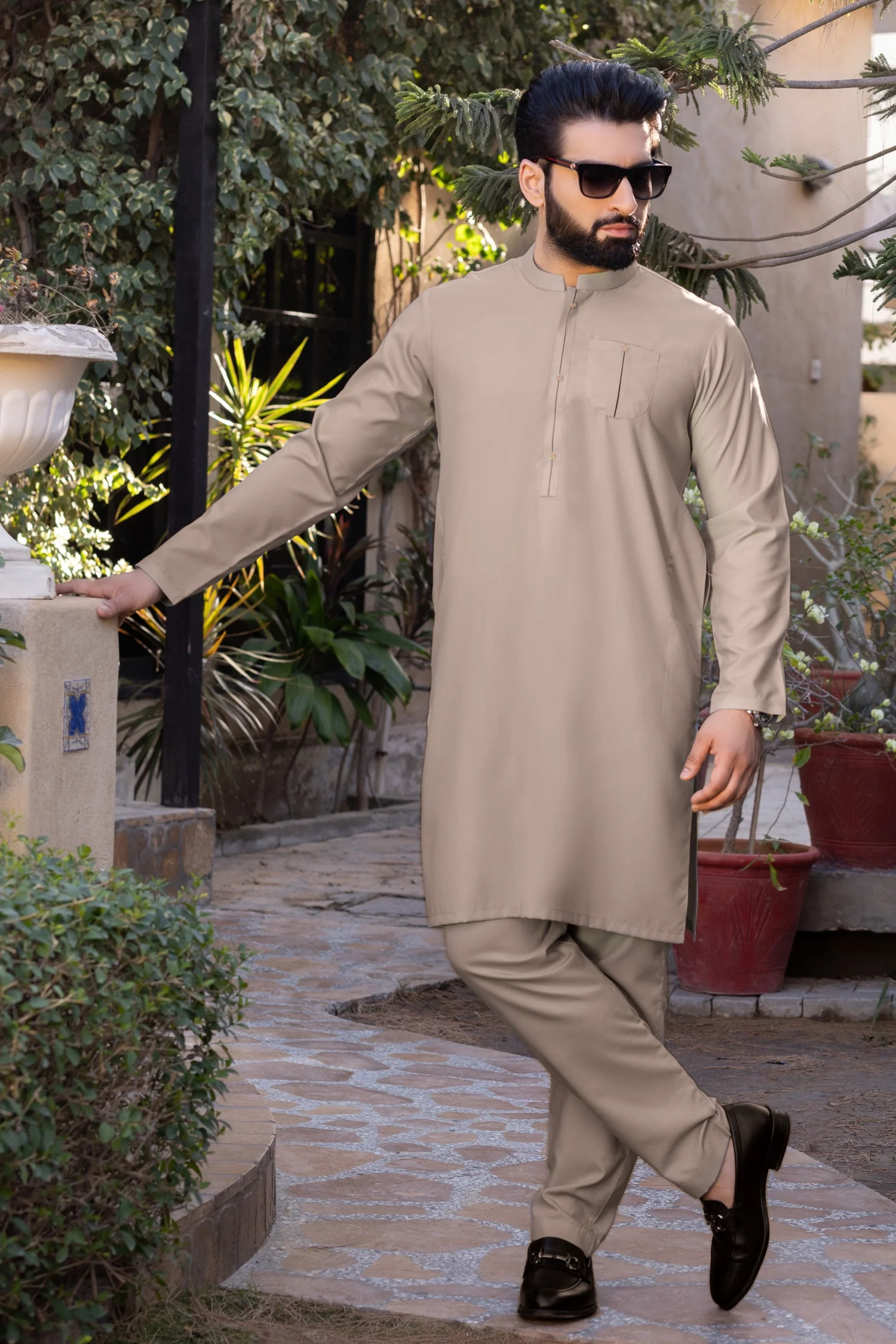 Stitched Kurta Trouser with Pocket - Plum