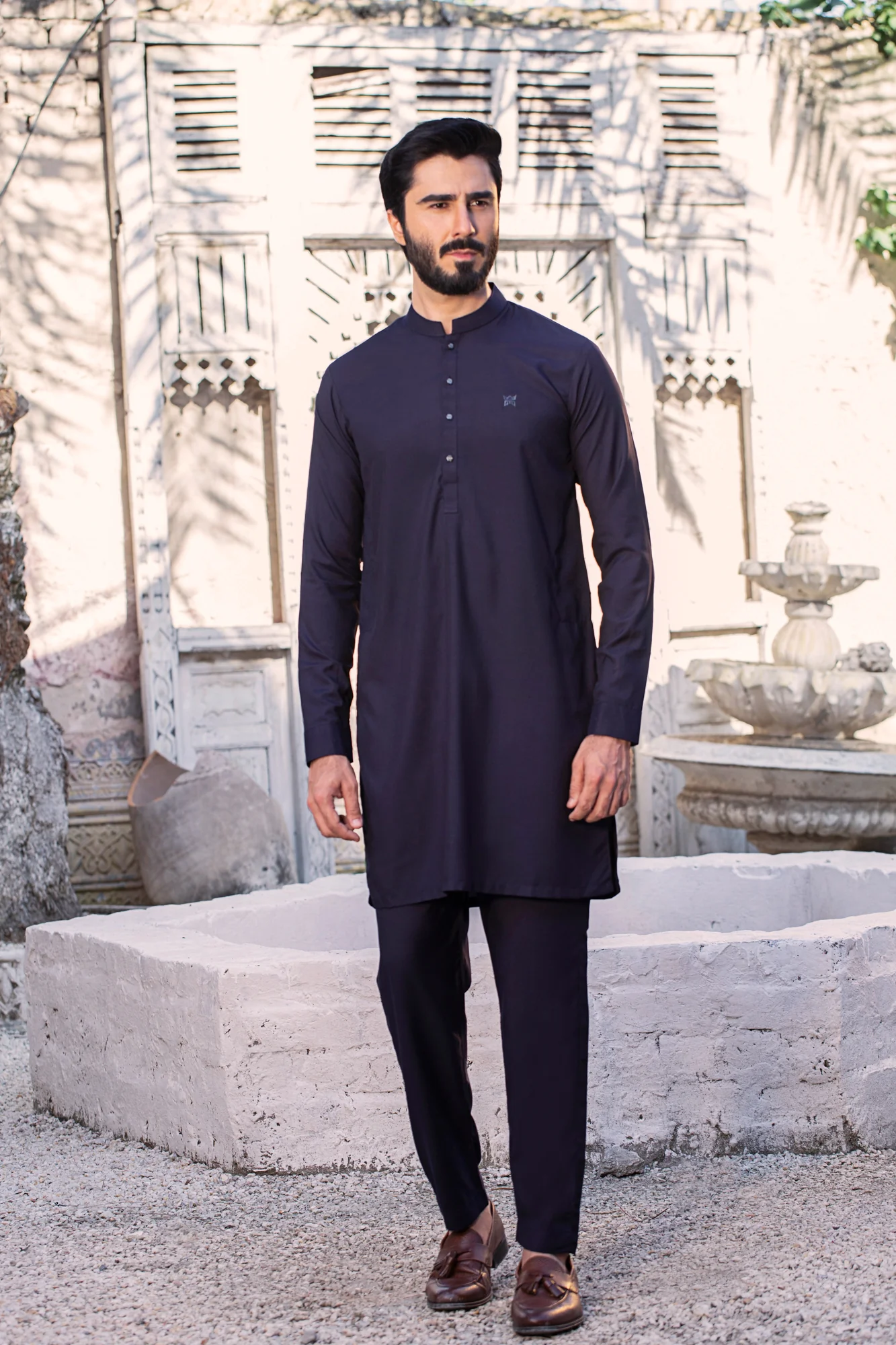 Platinum Stitched Suit with Tone Metal Button and Trouser- Purple
