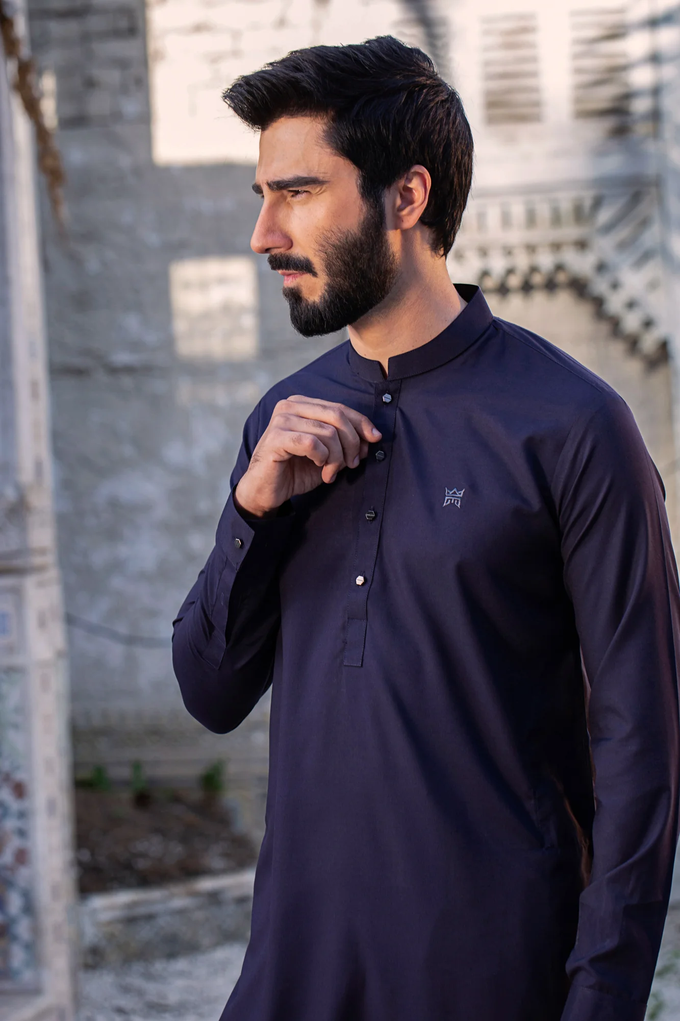 Platinum Stitched Suit with Tone Metal Button and Trouser- Purple - Image 2