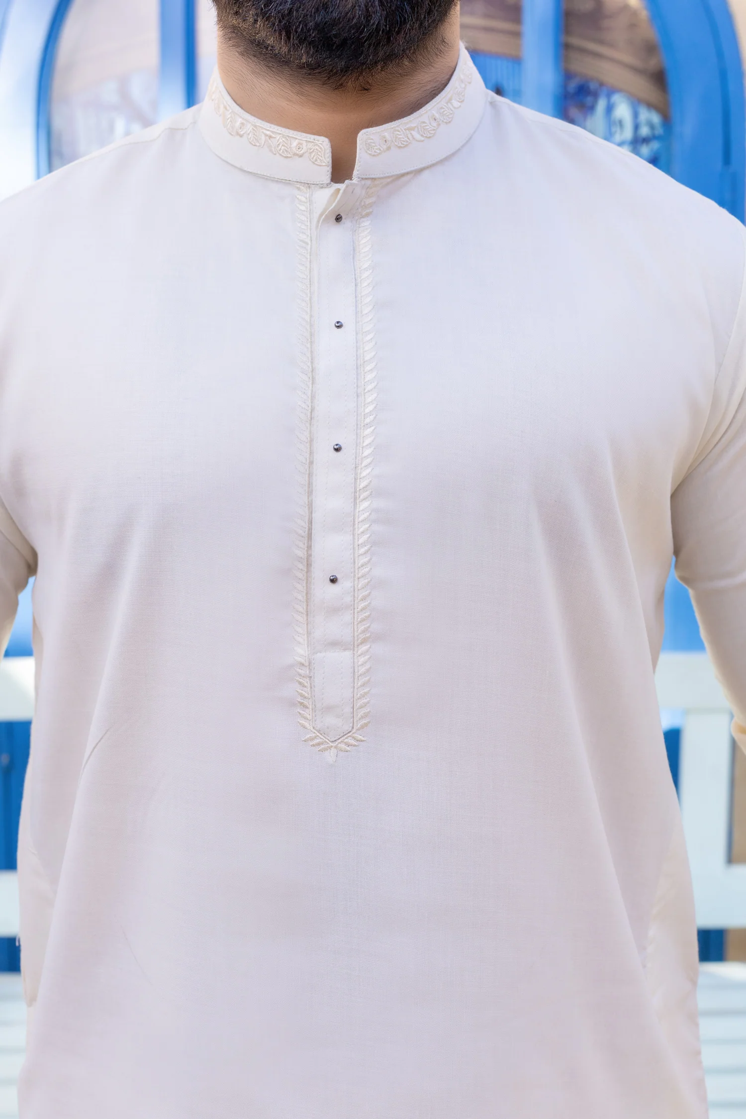 Rivet Detailing Stitched Suit with Shalwar Boski - Image 3