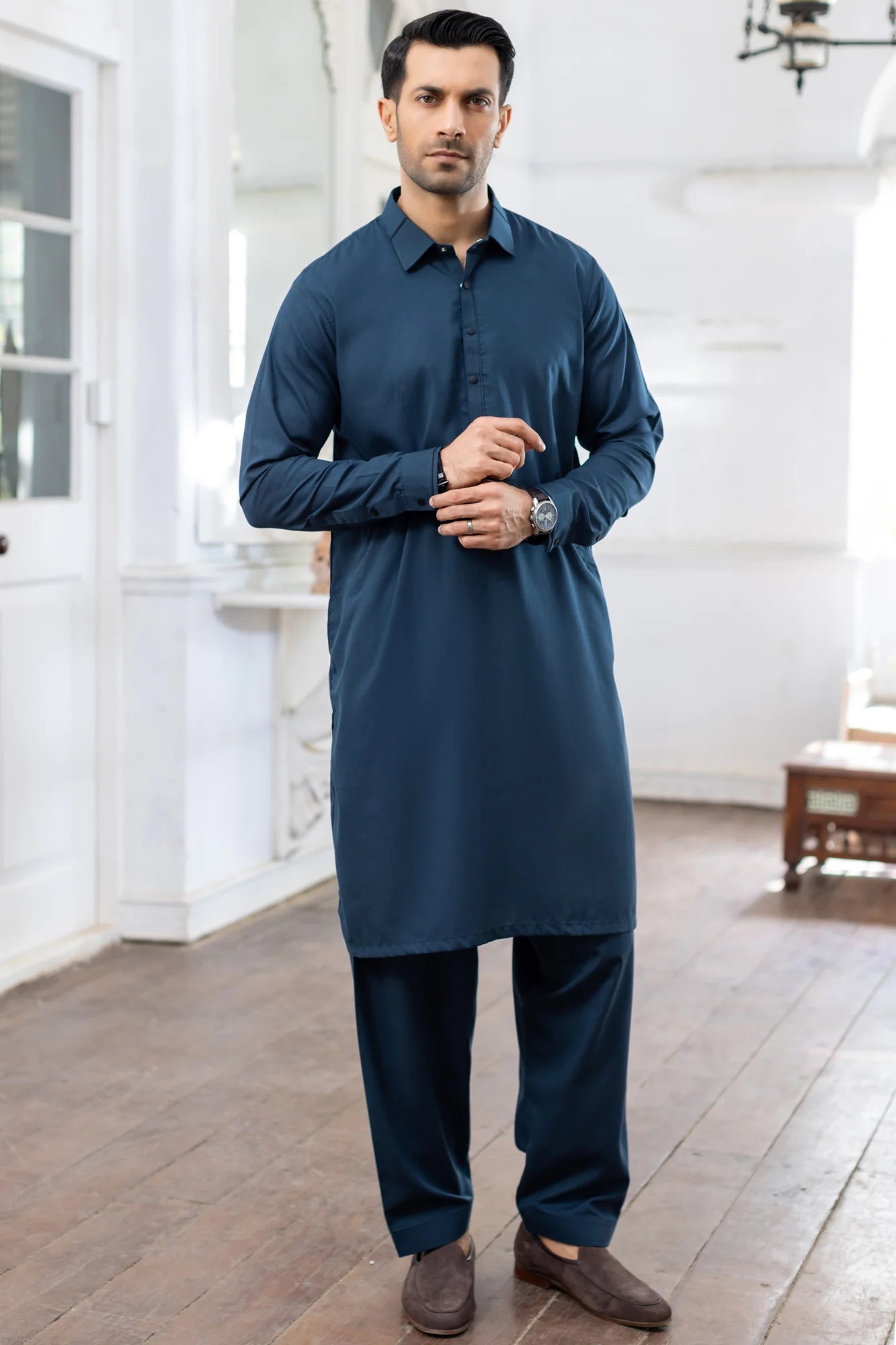 Teal Stitched Shalwar Kameez