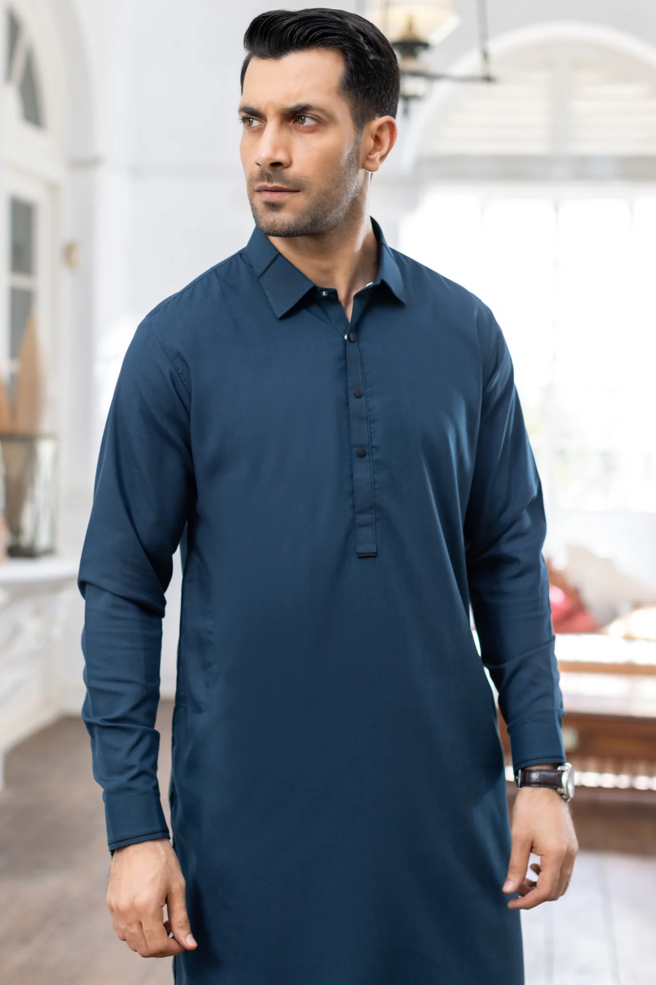 Teal Stitched Shalwar Kameez - Image 2
