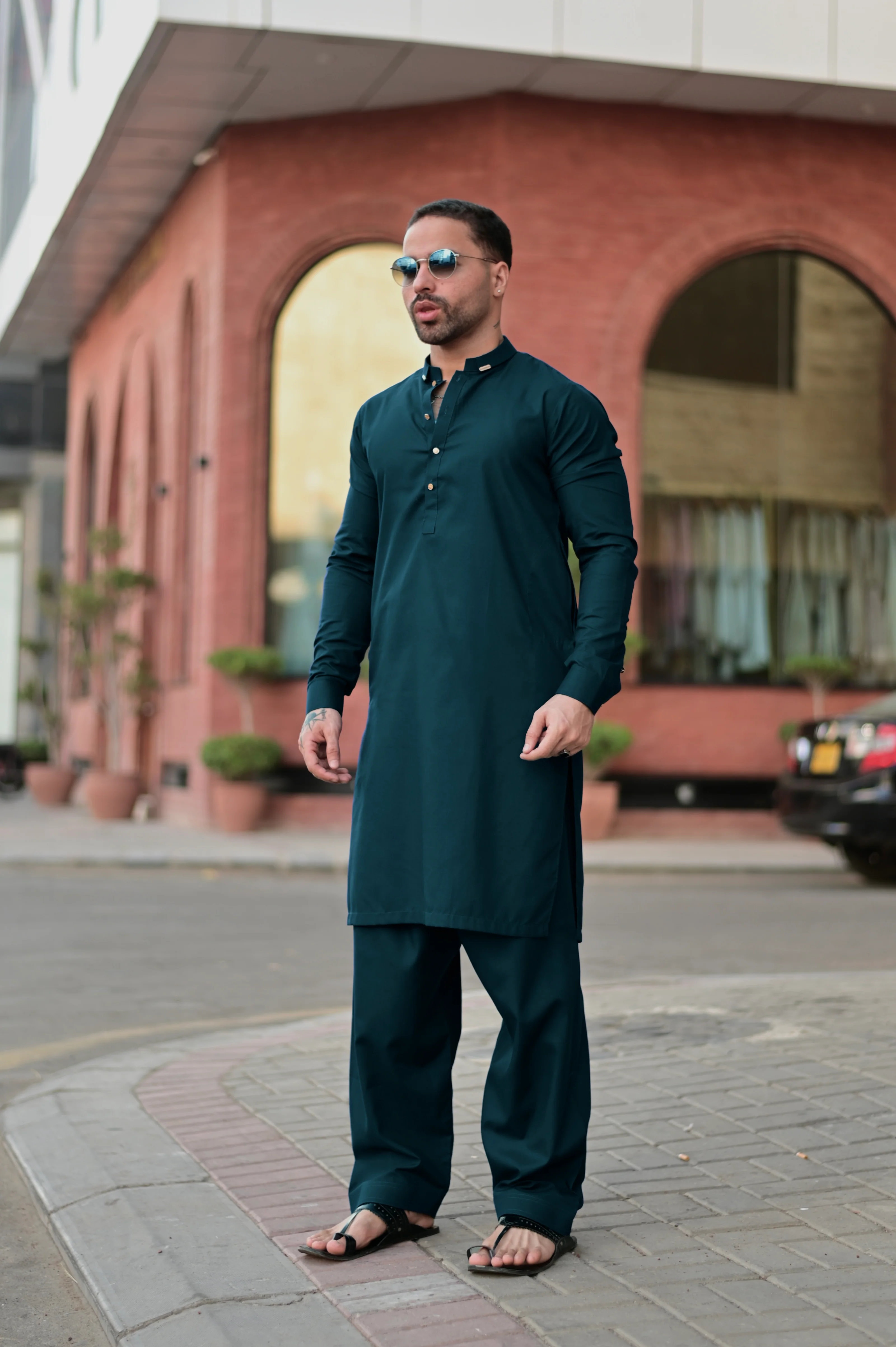 LUX STITCHED SUIT WITH SHALWAR - Teal - Image 2