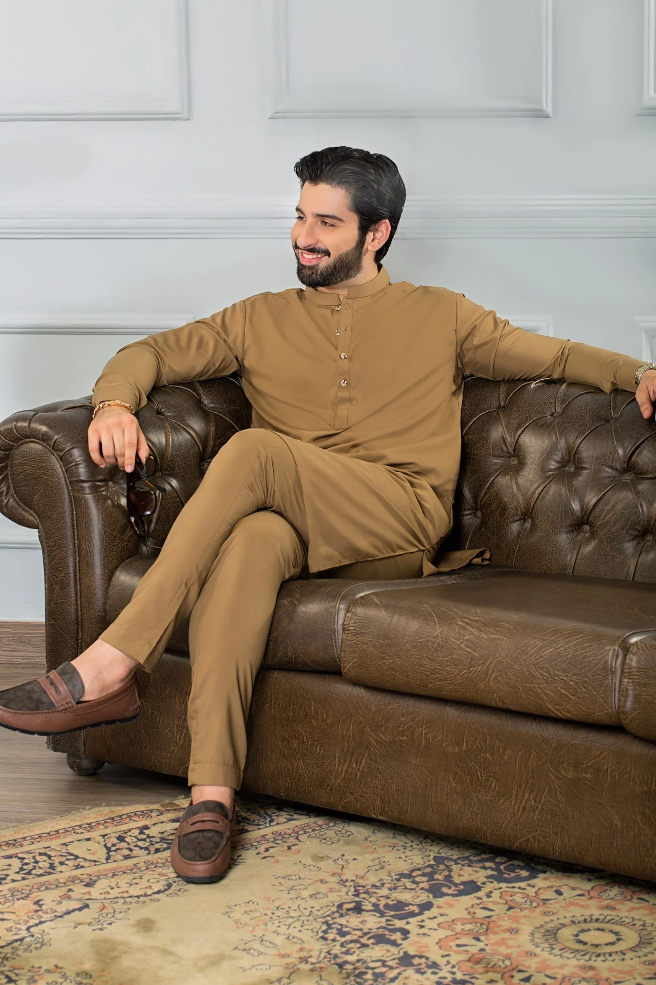 Stitched All Season Blended Ban Suit - Peach