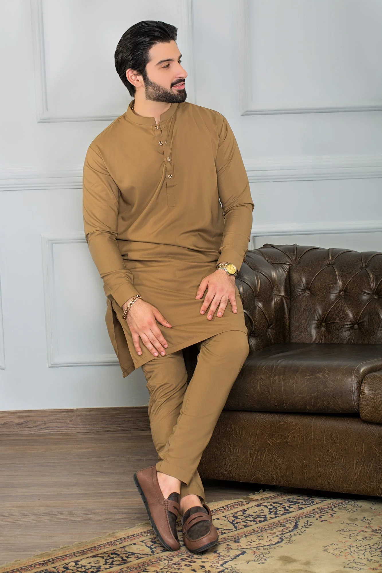 Stitched All Season Blended Ban Suit - Peach - Image 2