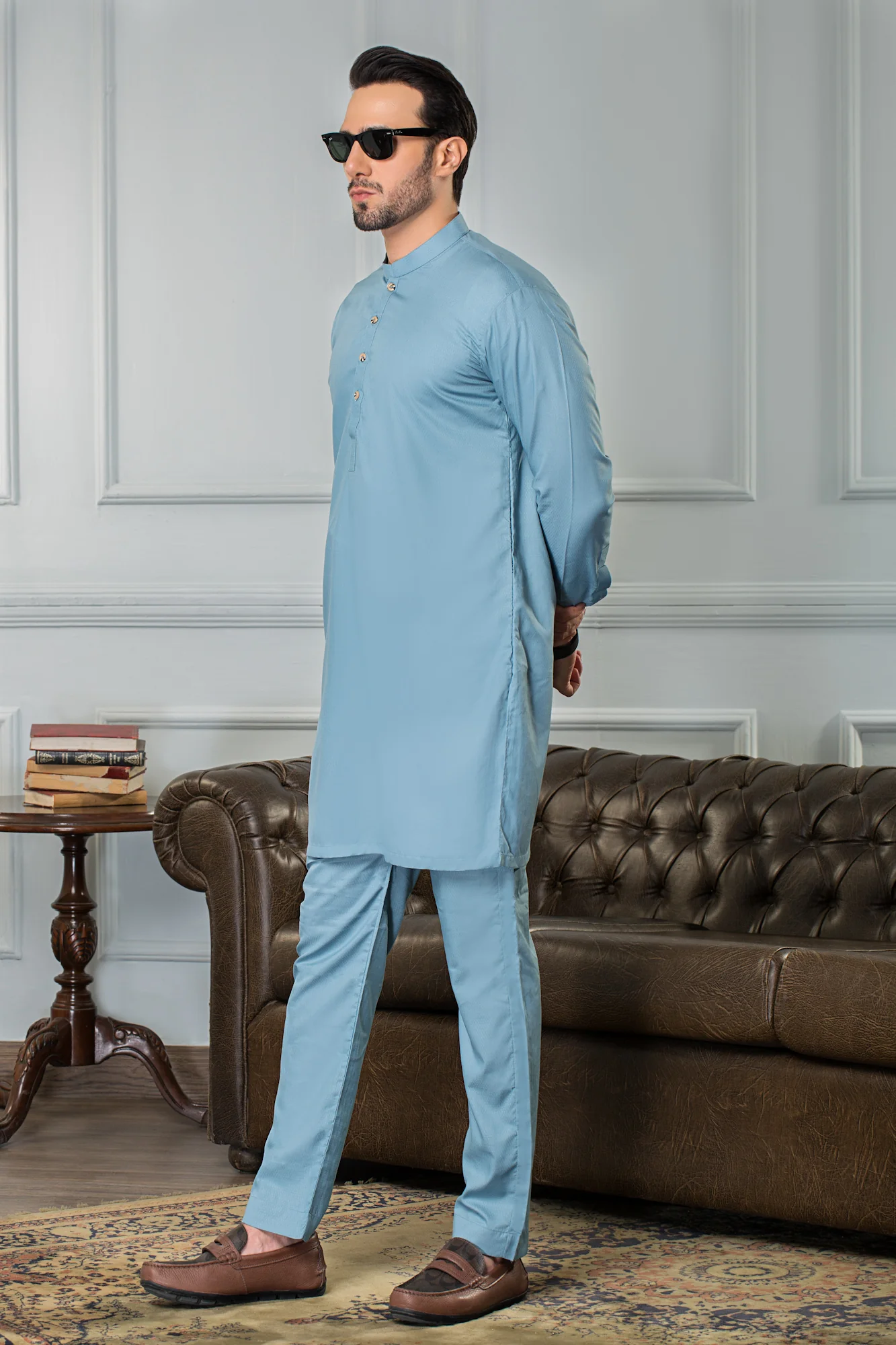 Stitched All Season Kurta Trouser with Ban-Mint Green