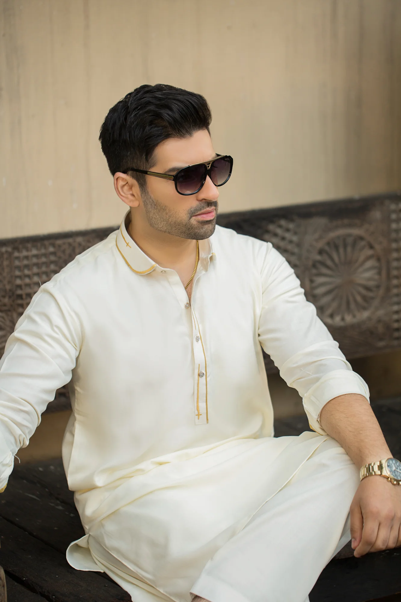 Stitched Shalwar with Kameez with Collar- Boski - Image 3